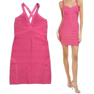 BEBE V-Neck Bandage Bodycon Dress w. Crisscross Back - Size M